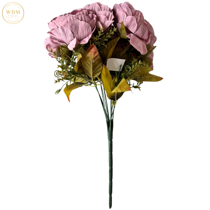 9-Head Silk Peony Flower Bunch with Fillers