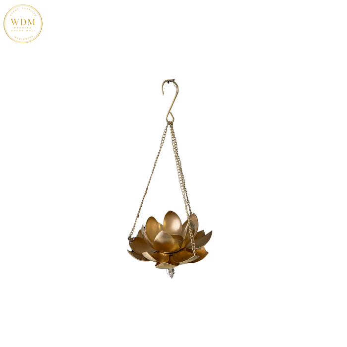 Hanging Gold Lotus Tea Light Holder