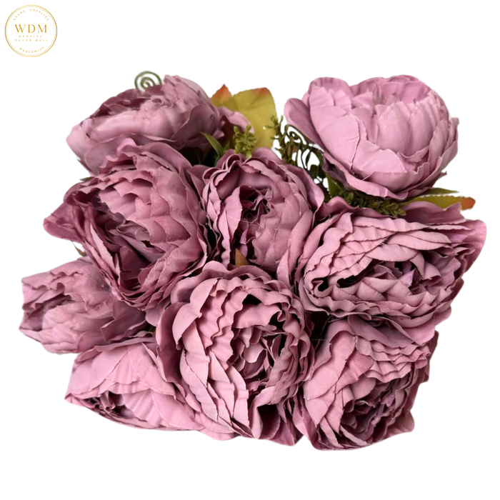9-Head Silk Peony Flower Bunch with Fillers