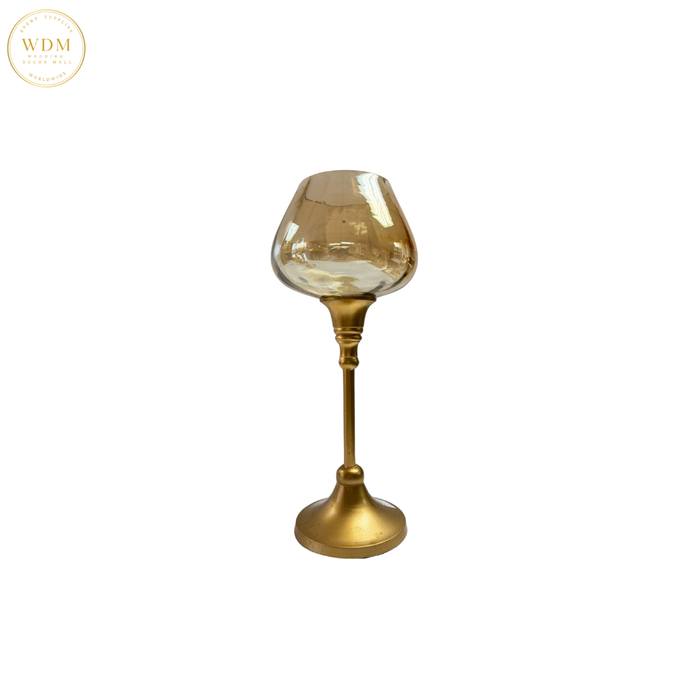 Gold Stem Glass Candle Holder