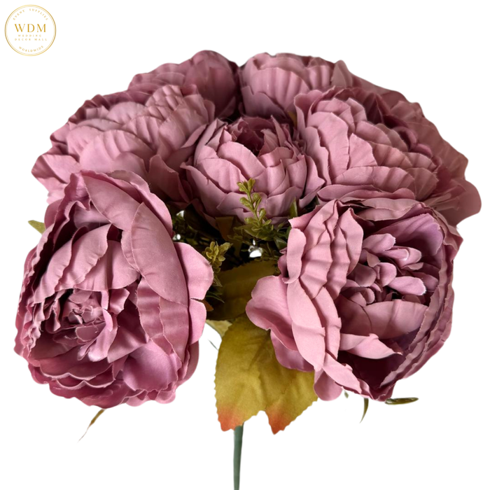 9-Head Silk Peony Flower Bunch with Fillers