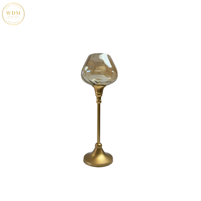 Gold Stem Glass Candle Holder