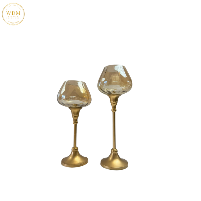 Gold Stem Glass Candle Holder