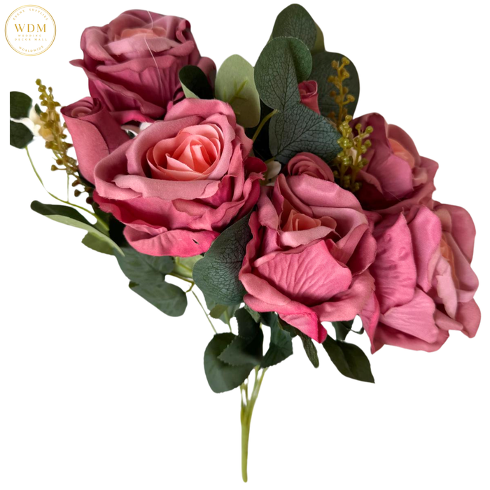 5 Open Roses & 5 Rosebuds with Heavy Fillers