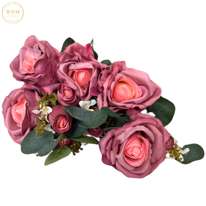 5 Open Roses & 5 Rosebuds with Heavy Fillers