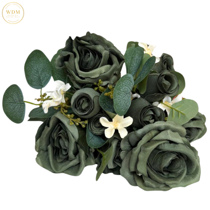 5 Open Roses & 5 Rosebuds with Heavy Fillers