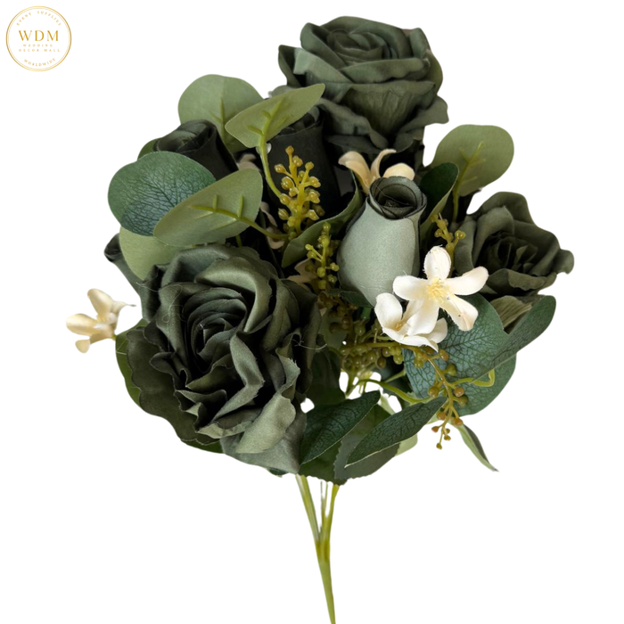 5 Open Roses & 5 Rosebuds with Heavy Fillers