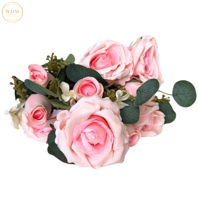 5 Open Roses & 5 Rosebuds with Heavy Fillers