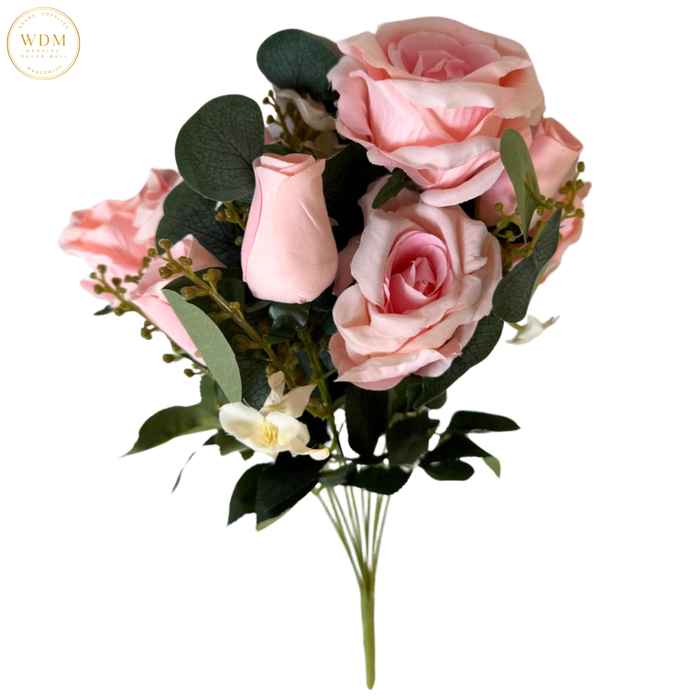 5 Open Roses & 5 Rosebuds with Heavy Fillers