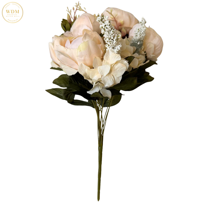 8 Head Silk Peony Bunch with 5 Heavy Fillers