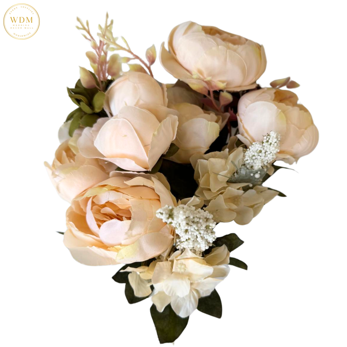 8 Head Silk Peony Bunch with 5 Heavy Fillers