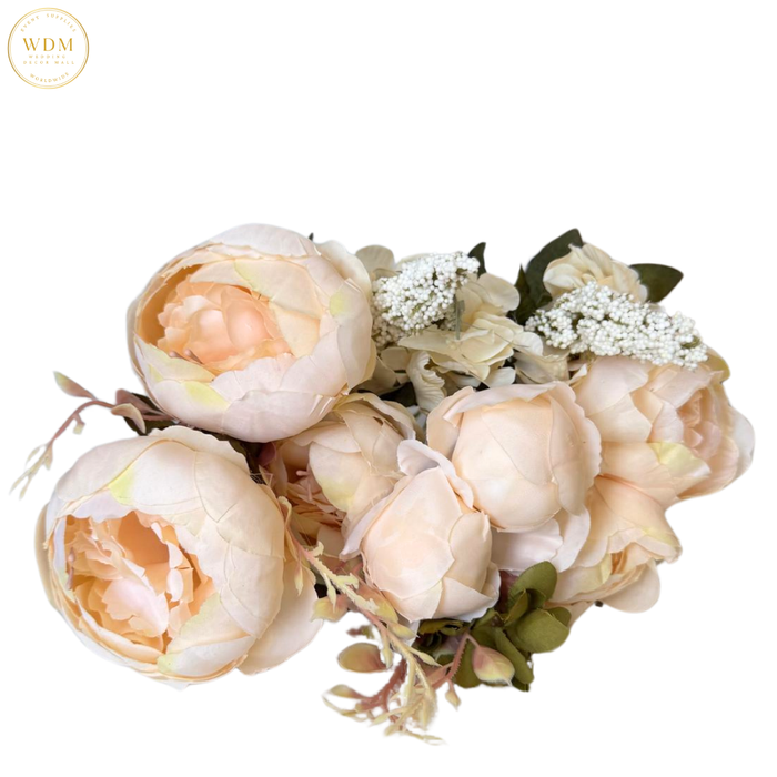 8 Head Silk Peony Bunch with 5 Heavy Fillers