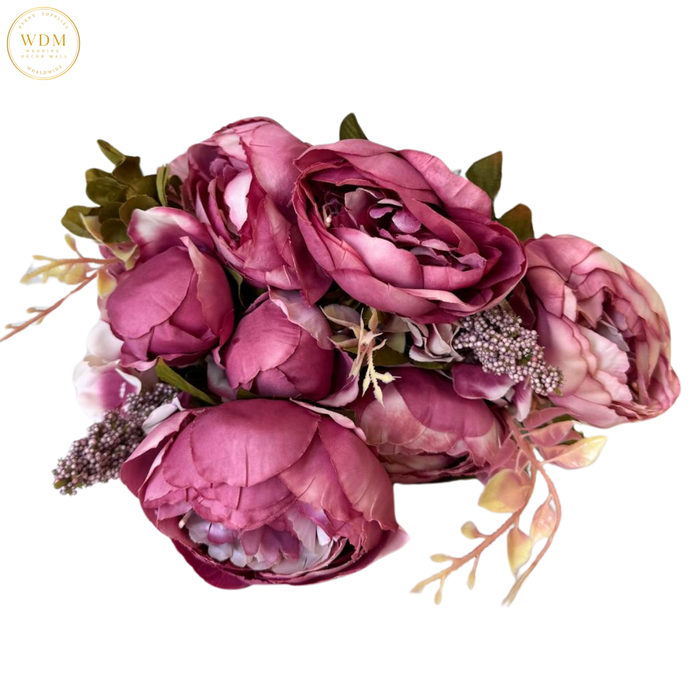 8 Head Silk Peony Bunch with 5 Heavy Fillers