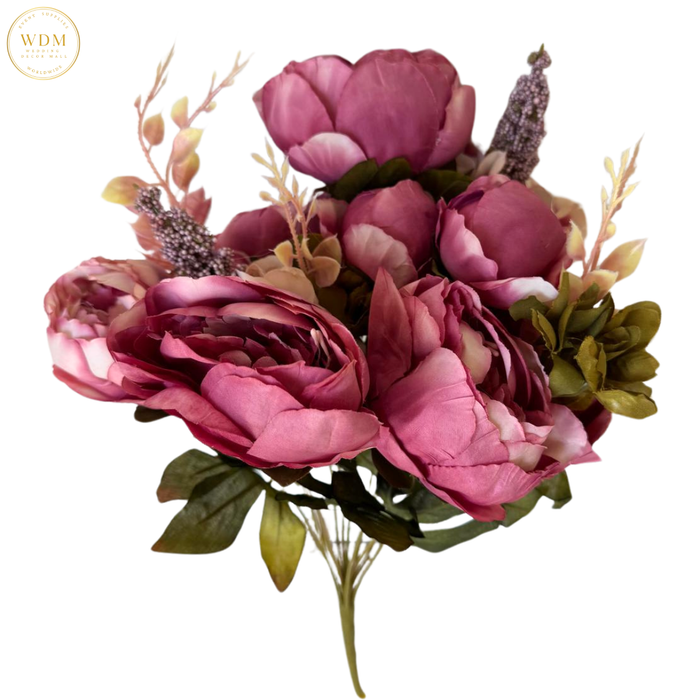 8 Head Silk Peony Bunch with 5 Heavy Fillers