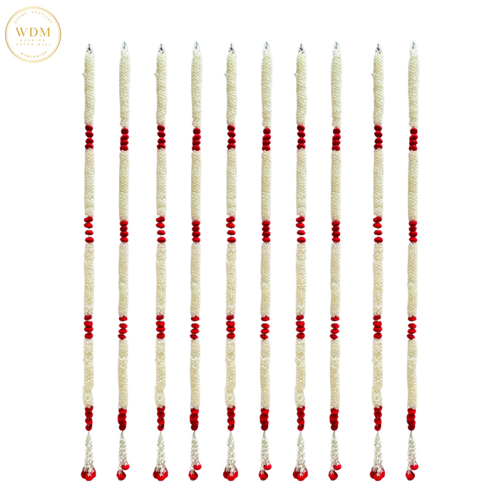 Mogra Red and White Garland (Pack of 10)