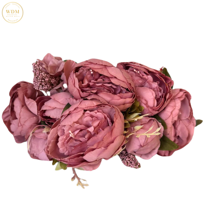 8 Head Silk Peony Bunch with 5 Heavy Fillers