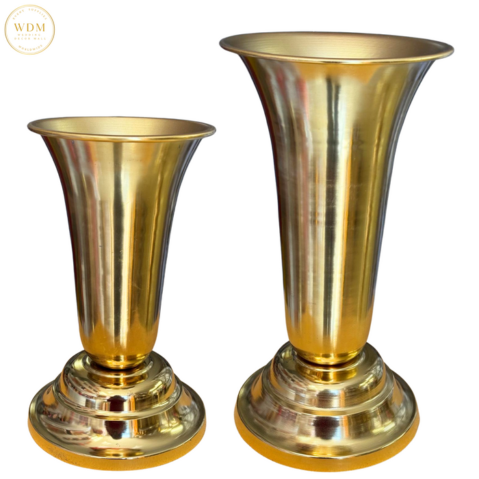 Gold Trumpet-Style Metal Vase