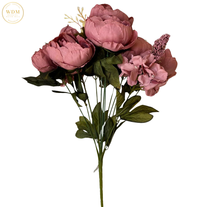 8 Head Silk Peony Bunch with 5 Heavy Fillers