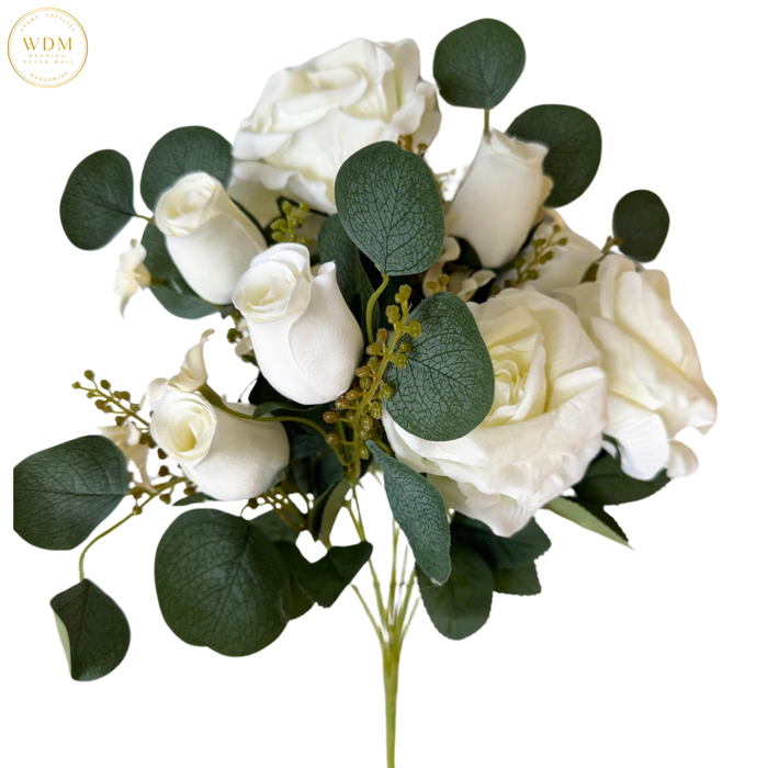 5 Open Roses & 5 Rosebuds with Heavy Fillers