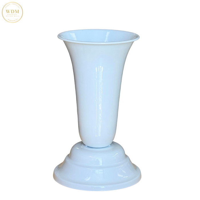White Trumpet-Style Metal Vase