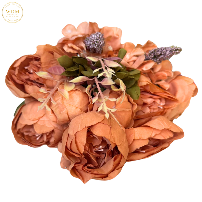 8 Head Silk Peony Bunch with 5 Heavy Fillers