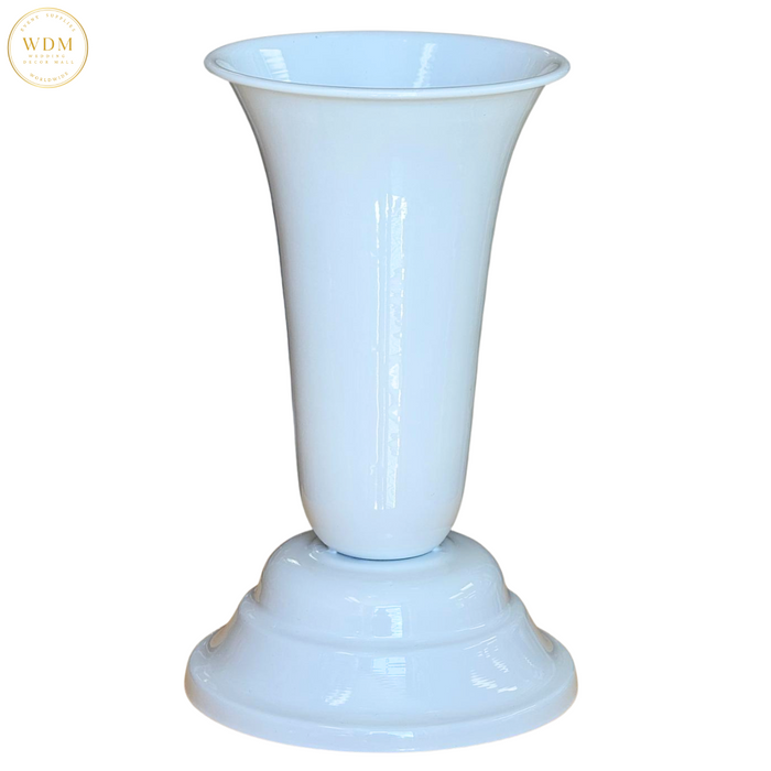 White Trumpet-Style Metal Vase