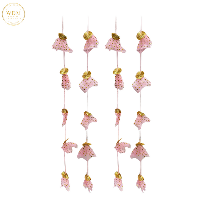 Net Light Pink and Gold Hangings (Pack of 10)