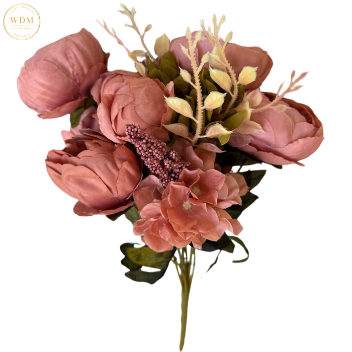 8 Head Silk Peony Bunch with 5 Heavy Fillers