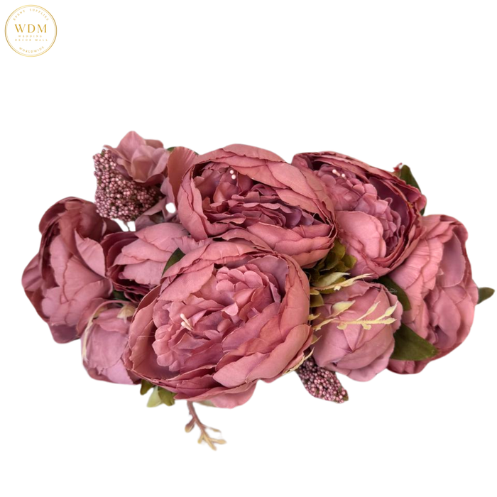 8 Head Silk Peony Bunch with 5 Heavy Fillers