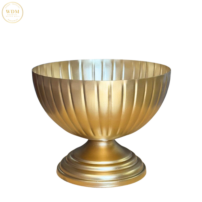 Gold Ribbed Metal Urn Bowl