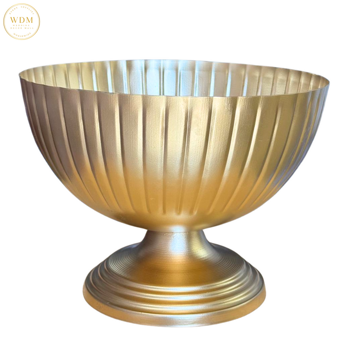 Gold Ribbed Metal Urn Bowl