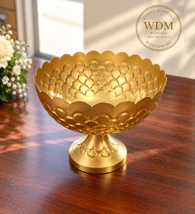 Gold Honeycomb Metal Bowl Vase