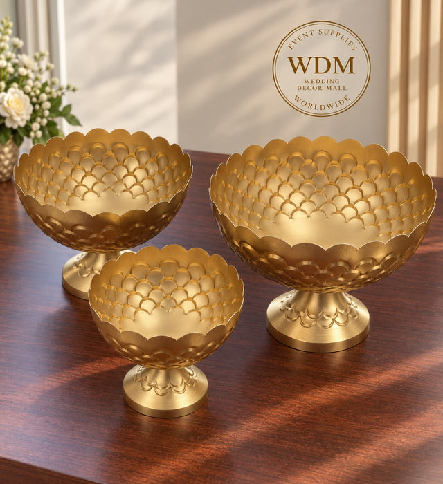 Gold Honeycomb Metal Bowl Vase