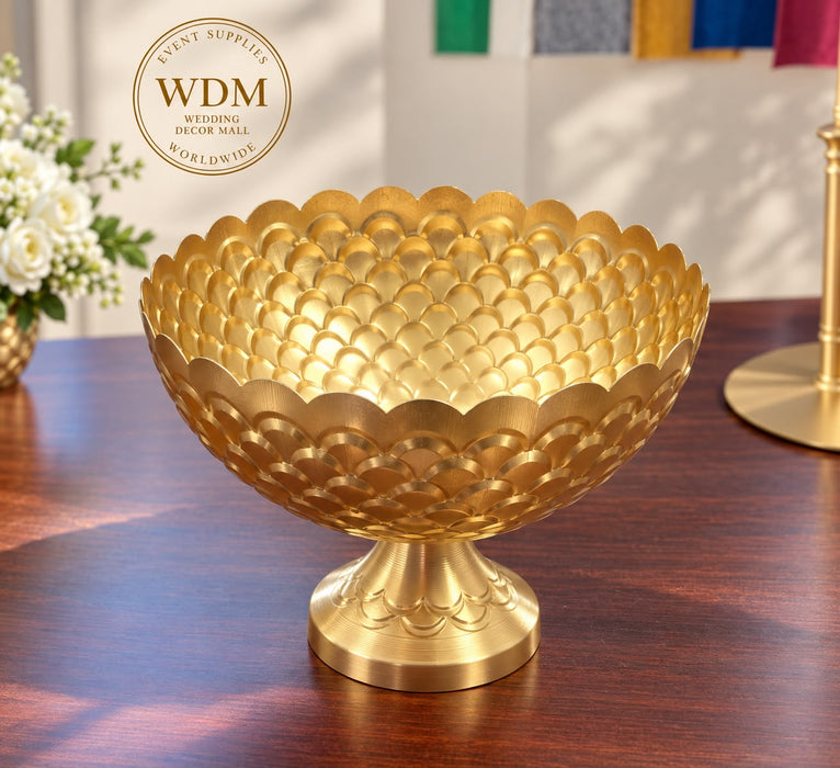Gold Honeycomb Metal Bowl Vase