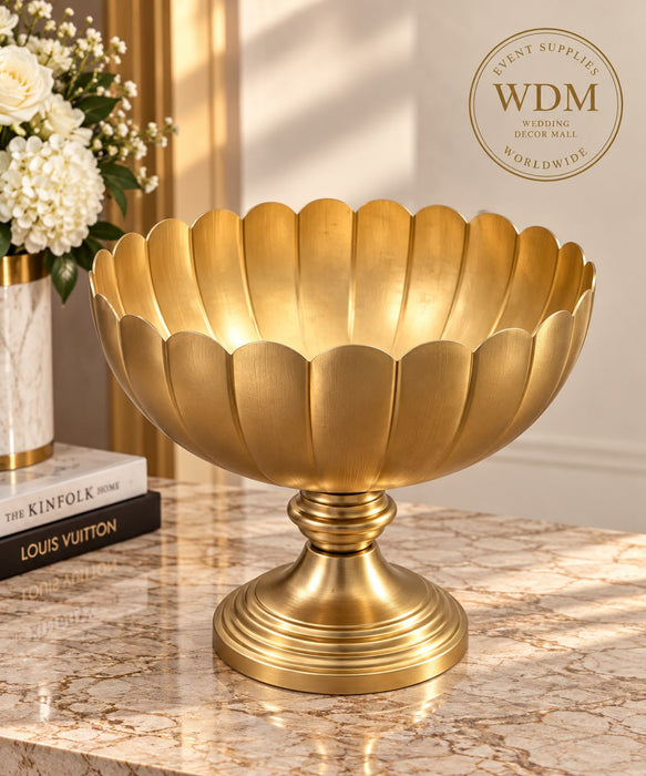 Gold Metal Lotus Bowl Vase