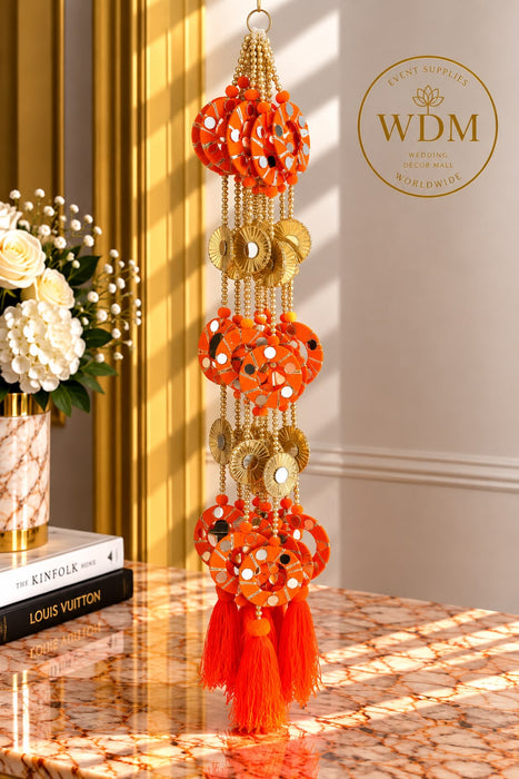 Mirror Work Hanging Garland with Tassel-Set of 5