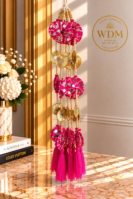Mirror Work Hanging Garland with Tassel-Set of 5