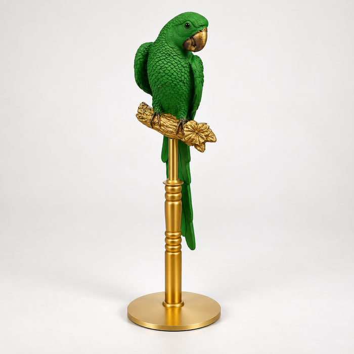 Fiberglass Parrot with Gold Stand for Décor