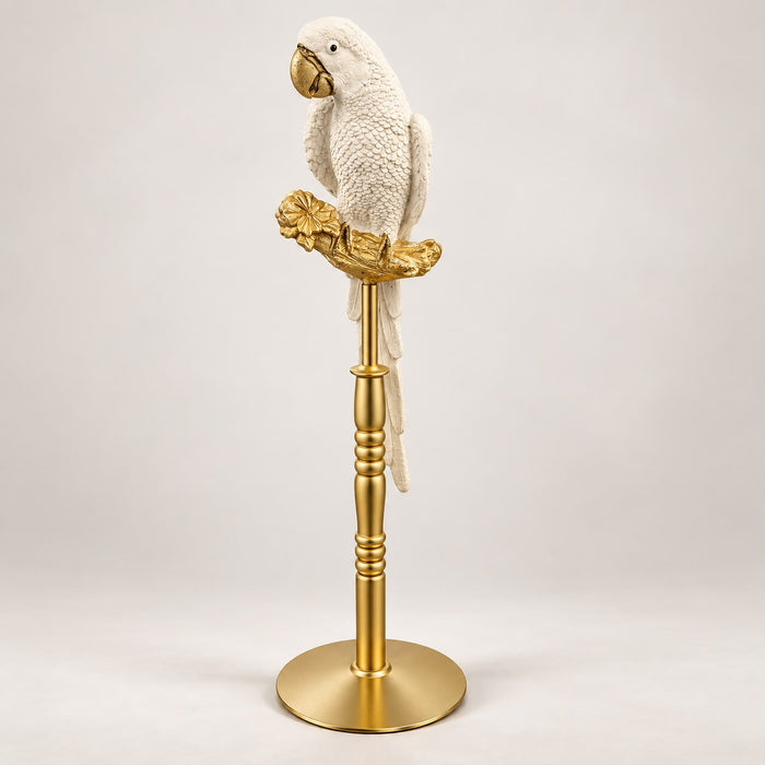 Fiberglass Parrot with Gold Stand for Décor