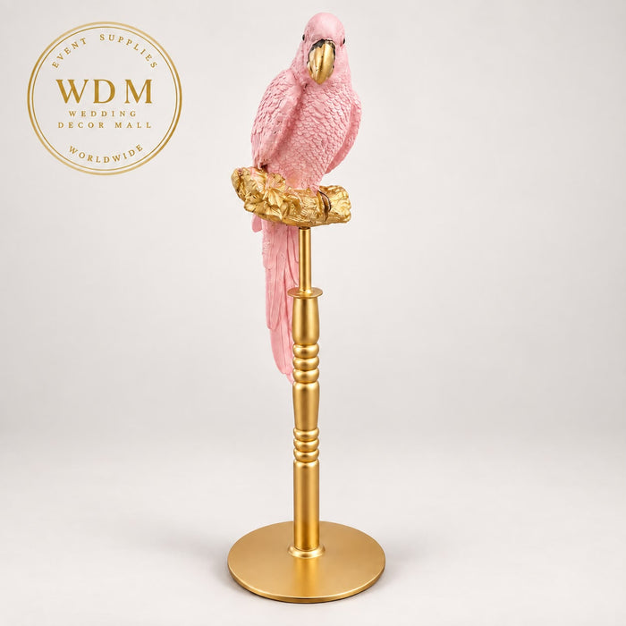 Fiberglass Parrot with Gold Stand for Décor
