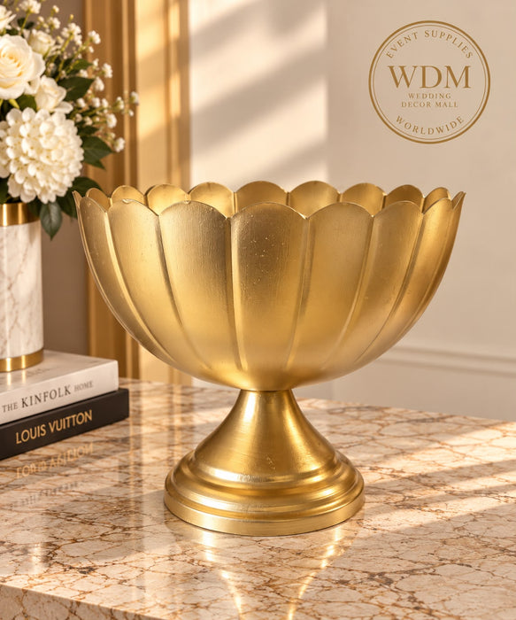 Gold Metal Lotus Bowl Urn