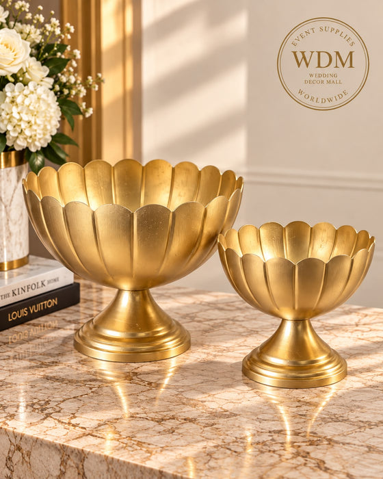 Gold Metal Lotus Bowl Urn
