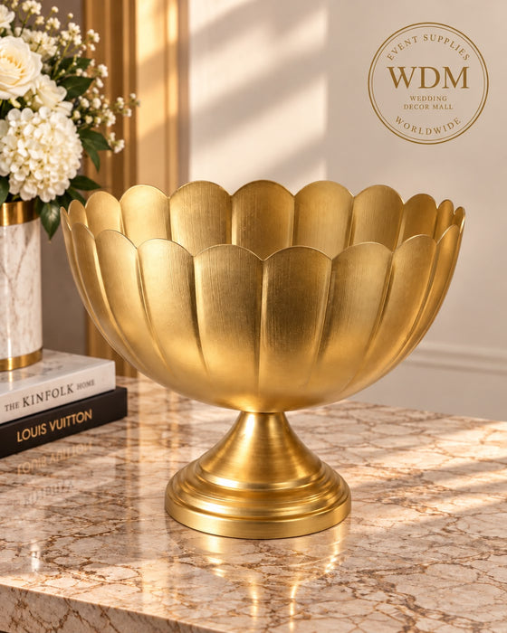 Gold Metal Lotus Bowl Urn