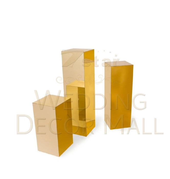 Uri Stand Set - Square Mirror Pedestals Gold (Set of 3)