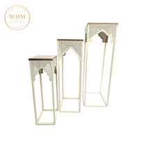 Load image into Gallery viewer, White Ornate Plinths (Set of 3)
