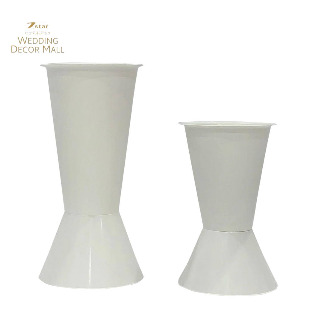 White Plastic Cone Shaped Vases