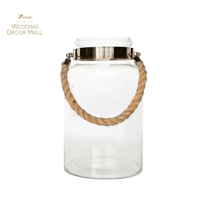 Glass Jar with Jute Rope Handle