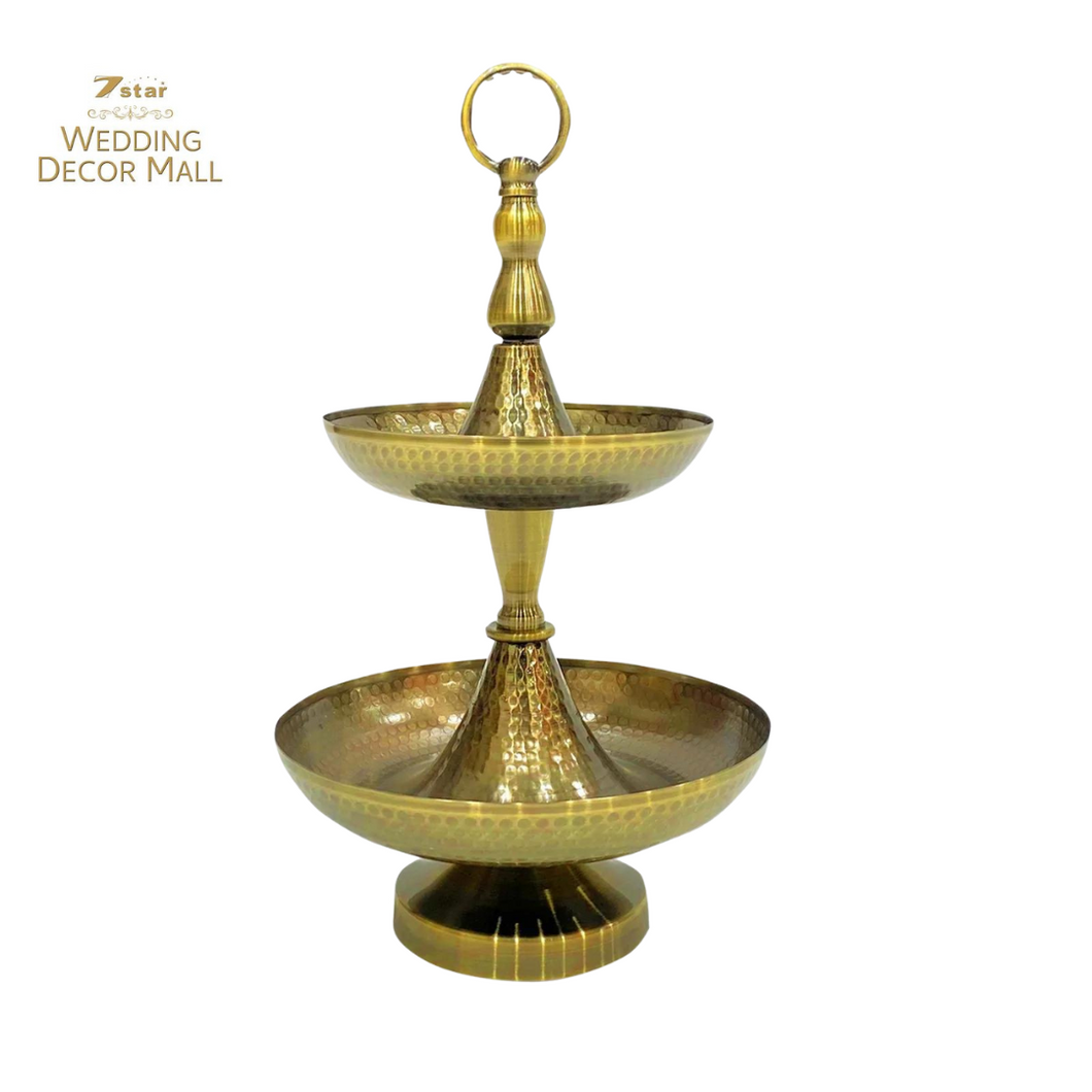 Oxidized Gold Metal Two-Tiered Display/Food Stand