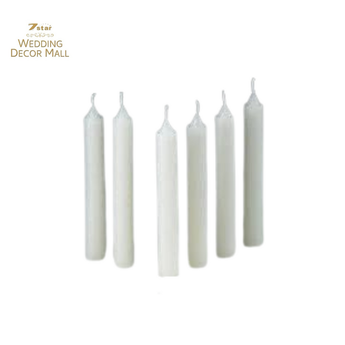 9.8" White Unscented candles (Pack of 6)