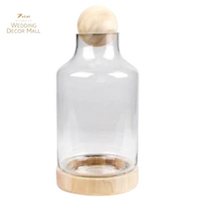 Load image into Gallery viewer, Glass Jar With Wooden Base And Wooden Ball
